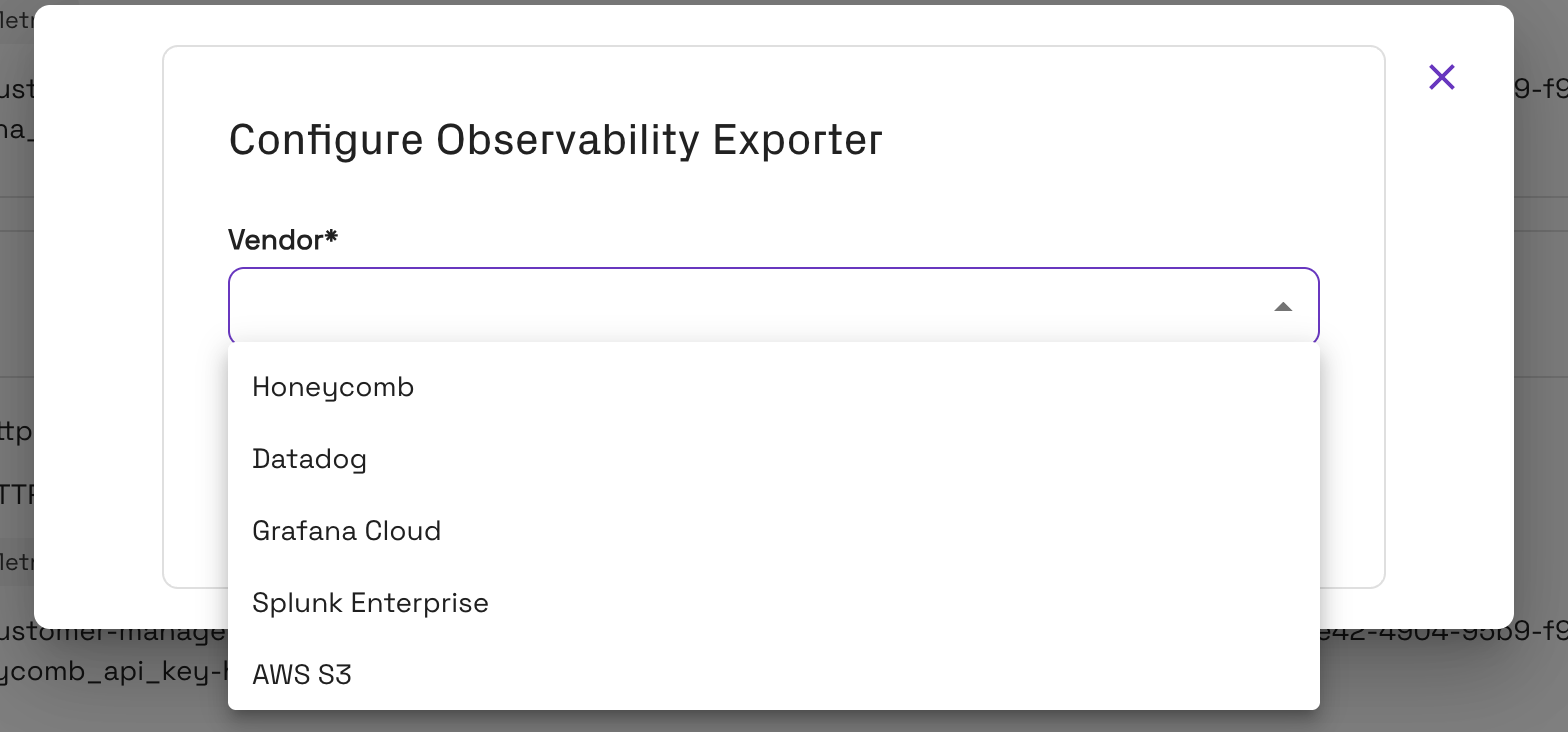 The Vendor dropdown