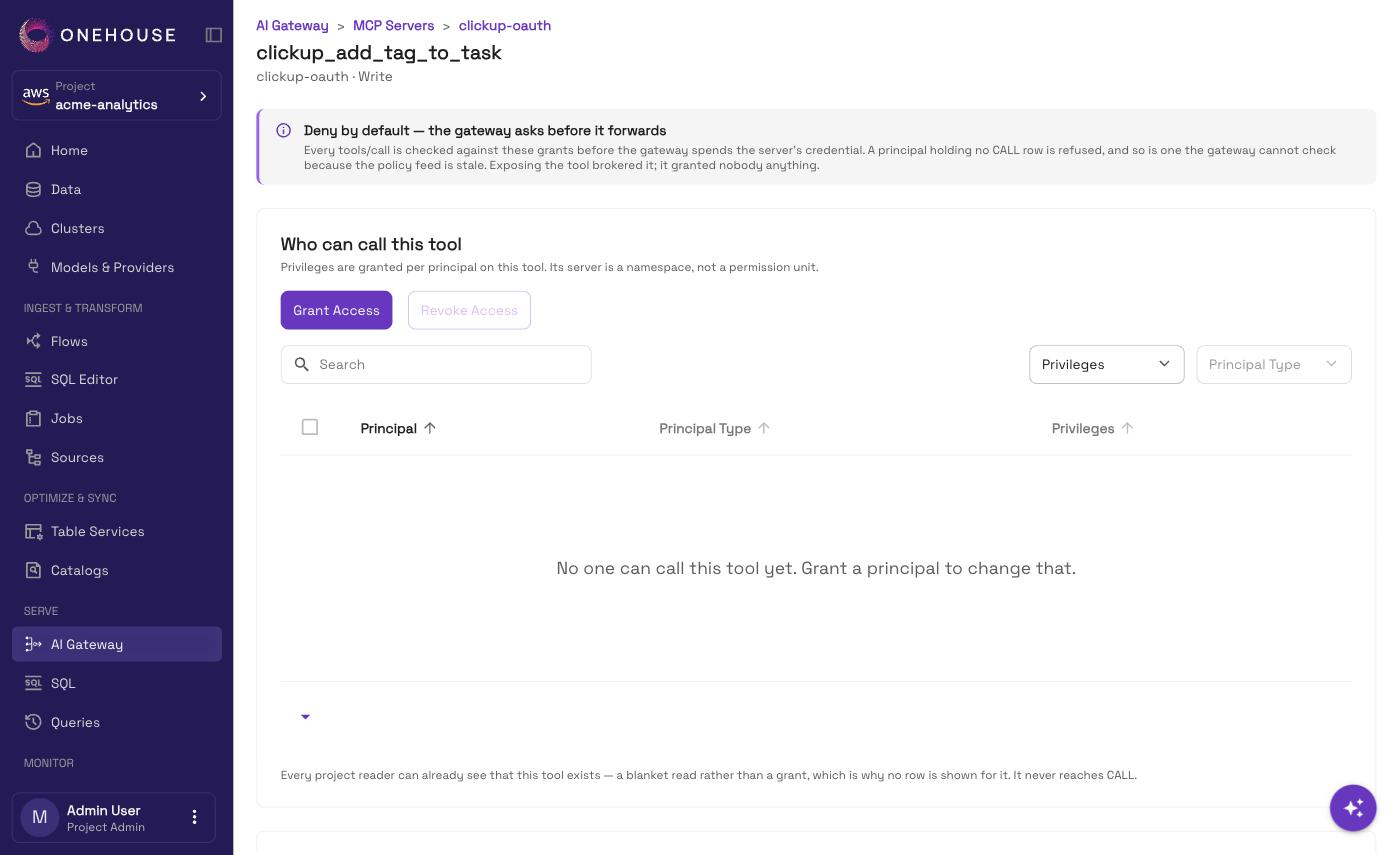 The Permissions page for an individual MCP tool